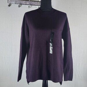 Banana Republic Plum Crew Neck Oversized Pocket Modal Nylon Cotton Sweater Sz M